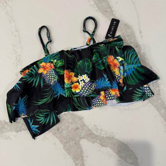 Tempt Me Other - Tempt Me NWT Ruffle Off Shoulder Padded Bikini Top Women's Medium Black Push Up